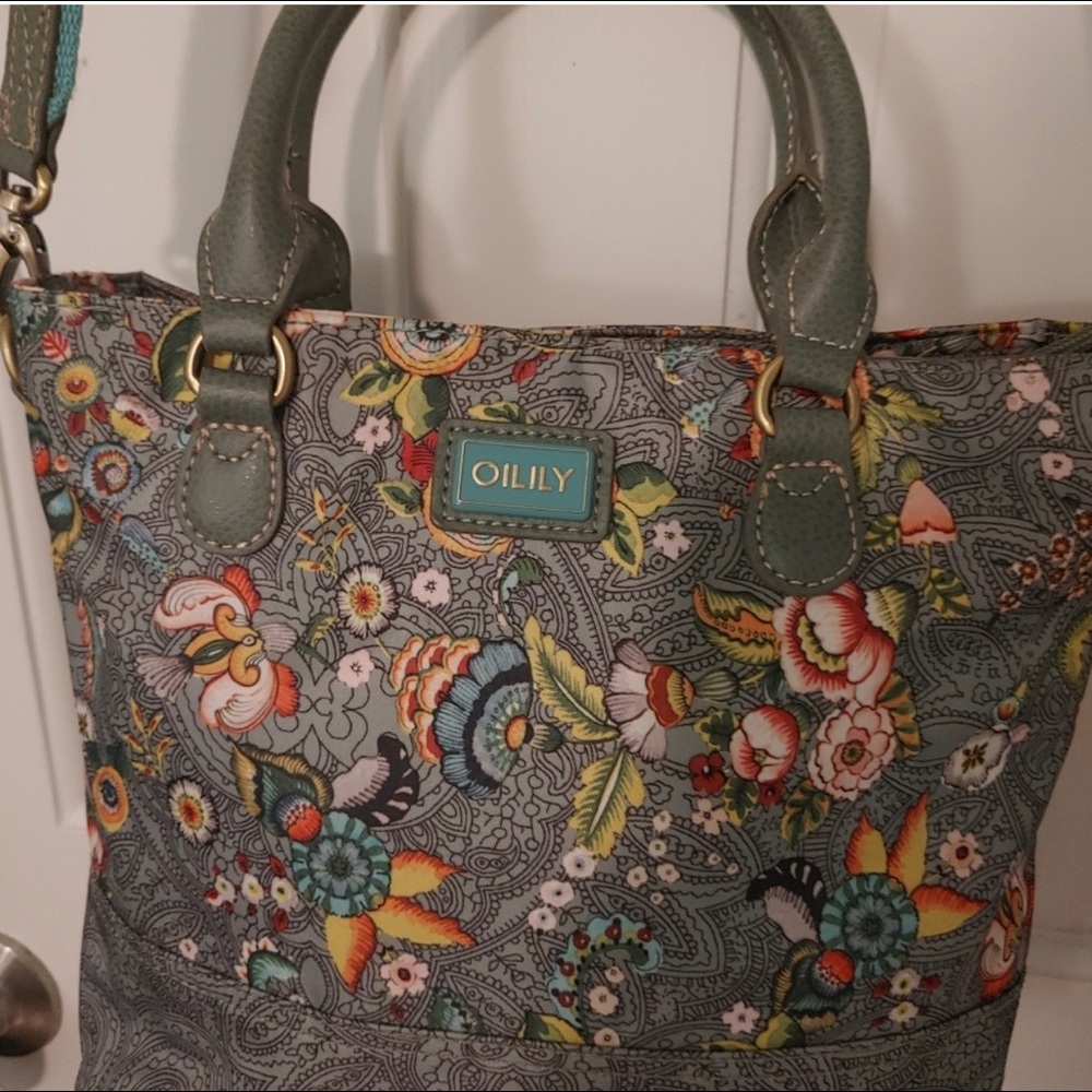 Oilily gray floral crossbody